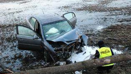 18-latek zasnął za kierownicą i wjechał w drzewo