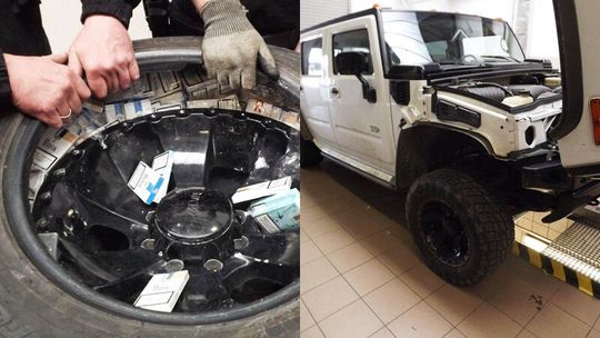 3 tys. paczek papierosów ukrytych w hummerze