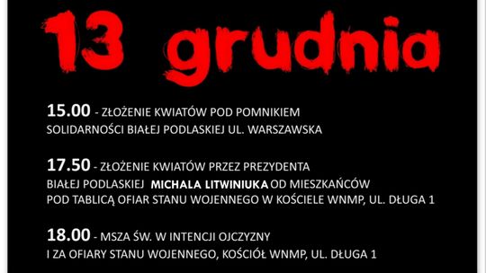 37. rocznica wprowadzenia stanu wojennego. Uroczystości w Białej Podlaskiej