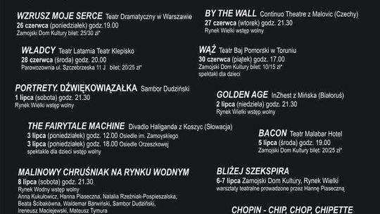 42. Zamojskie Lato Teatralne. Program wydarzeń