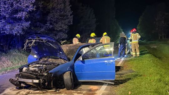 Audi wielokrotnie dachowało podczas wyprzedzania. Kierowcę zabrał śmigłowiec LPR