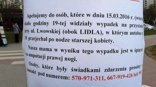Autobus przejechał kobietę. Rodzina szuka świadków wypadku koło Lidla