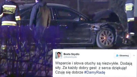 Beata Szydło po wypadku: Czuję się dobrze. Opozycja: Zapewnimy 21-latkowi najlepszych adwokatów
