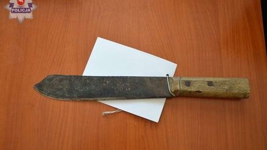 Biegał po podwórku z maczetą, rzucił się na policjantów