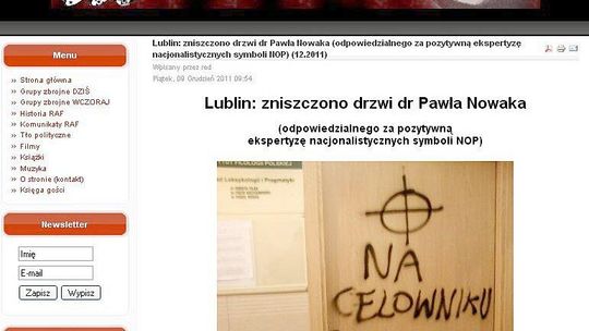 Biegły z UMCS na celowniku. Znak na drzwiach dr Pawła Nowaka