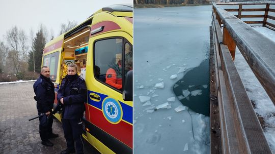 Chciał sprawdzić grubość lodu. Policjanci uratowali tonącego 26-latka