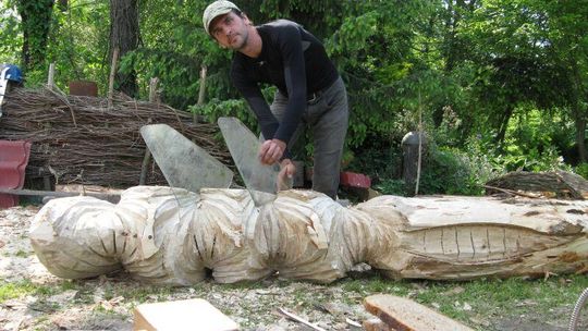 Chrząszcze ze złomu i odpadów w plenerowej galerii w Szczebrzeszynie