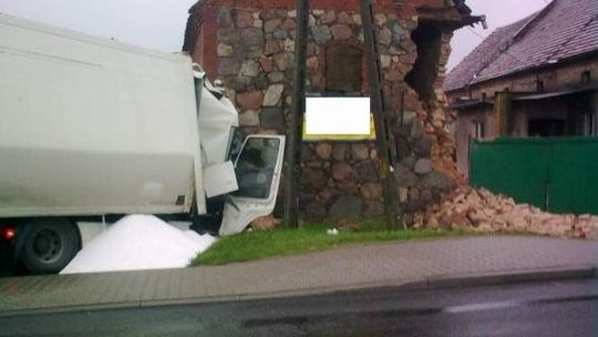 Ciężarówka wbiła się w budynek