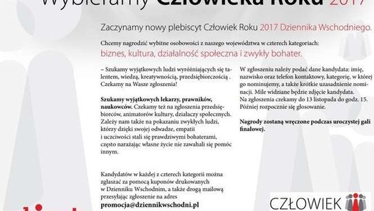Człowiek Roku 2017. Czekamy na zgłoszenia