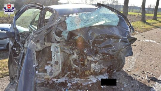 Czołowe zderzenie samochodów. 40-latek zginął na miejscu [zdjęcia]
