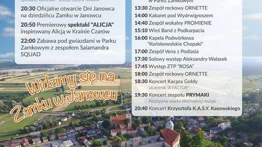 Dni Janowca 2017. Program koncertów i wydarzeń