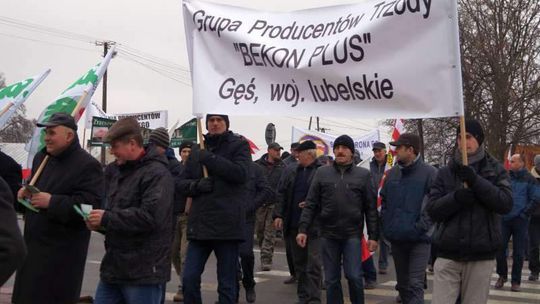 "Dość paniki, wybić dziki". Rolnicy blokowali krajową "dwójkę" (zdjęcia)