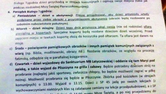 Dzieci miały przynieść 'ofiarę pieniężną w kopercie'. Ksiądz: to ofiara dobrowolna