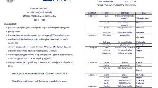 Dzień Erasmusa+ w poniedziałek na KUL