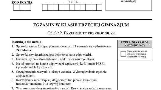 Egzamin gimnazjalny 2018: Przedmioty przyrodnicze. Odpowiedzi i Arkusze CKE