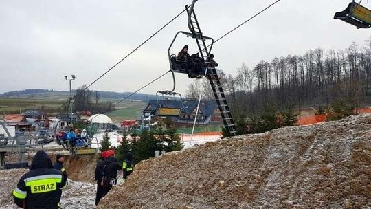 Ewakuacja narciarzy z pierwszego wyciągu krzesełkowego w woj. lubelskim