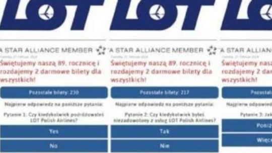 Fałszywa promocja LOT-u. Uwaga na link