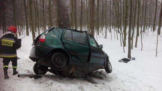 Fatalny wypadek w Bezwoli. Kierowca nie przeżył (zdjęcia)