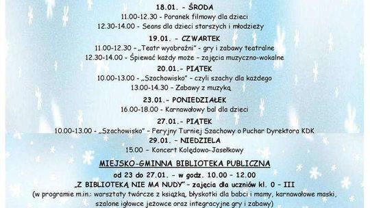 Ferie 2017 w Krasnobrodzie. Program zajęć