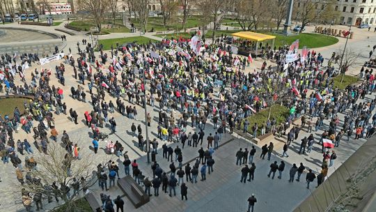 Górnicy przejęli plac Litewski - protest w centrum Lublina