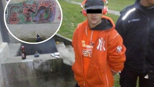 "Grafficiarz" wpadł na gorącym uczynku, grozi mu 5 lat więzienia