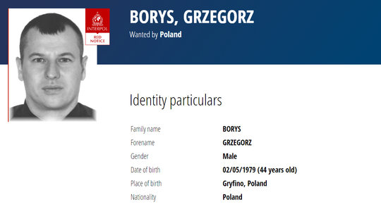 Interpol poszukuje Grzegorza Borysa
