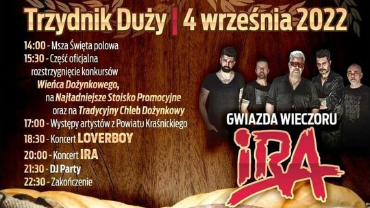 IRA zagra na dożynkach w Trzydniku Dużym