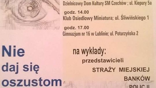 Jak się nie dać oszukać? Porady dla seniorów na Czechowie