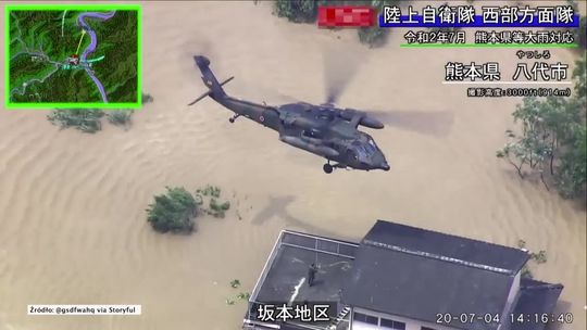 Japonia: Potężna powódź na wyspie Kiusiu. Uwięzionych mieszkańców ewakuowano helikopterami