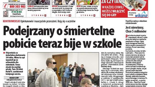 Jedynka Dziennika Wschodniego 14 lutego 2011 r.