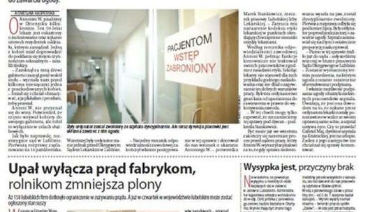 Jedynka Dziennika Wschodniego z 12 sierpnia 2015 roku