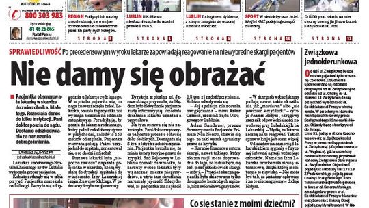 Jedynka Dziennika Wschodniego z 15 kwietnia 2011 r.