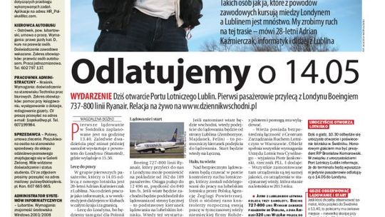 Jedynka Dziennika Wschodniego z 17 grudnia 2012