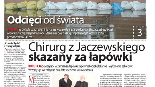 Jedynka Dziennika Wschodniego z 17 kwietnia 2013