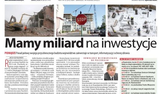 Jedynka Dziennika Wschodniego z 29 grudnia 2012