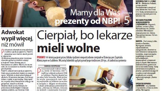 Jedynka Dziennika Wschodniego z 29 listopada 2012 r.