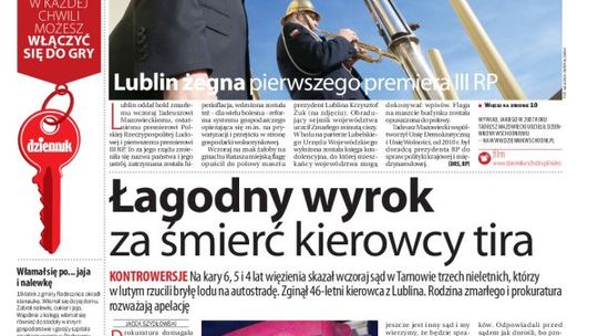 Jedynka Dziennika Wschodniego z 29 października 2013