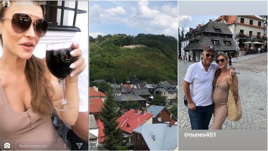 Joanna Krupa w ciąży na Rynku w Kazimierzu Dolnym. Znana modelka na wakacjach w woj. lubelskim