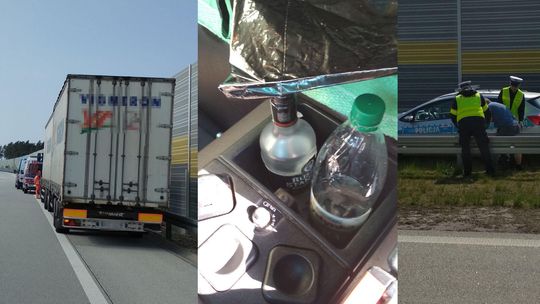 Kierowca tira bełkotał, nie mógł wyjść z pojazdu. Miał prawie 6 promili [zdjęcia]