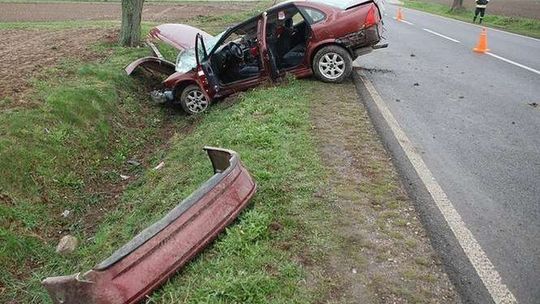 Klębów: Samochód uderzył w drzewo, ranna 3-latka