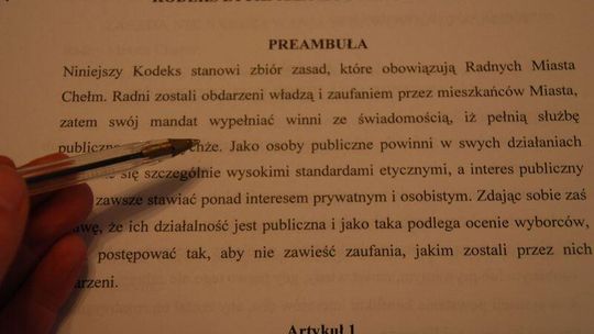 Kodeksem etyki chełmscy radni zajmą się, ale w styczniu 