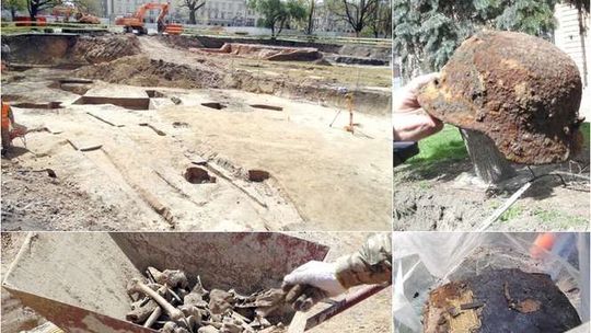 Kolejne odkrycia archeologów na pl. Litewskim. Butelki po hitlerowcach, monety, szczątki ludzi