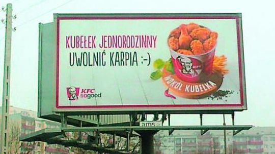 Kubełek jednorodzinny. Uwolnić karpia. Kontrowersyjna reklama KFC