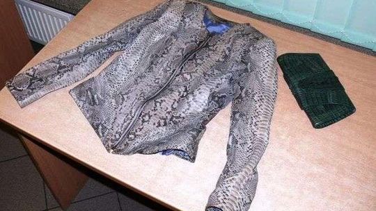 Kurtka ze skóry węży, torebka ze skóry krokodyli