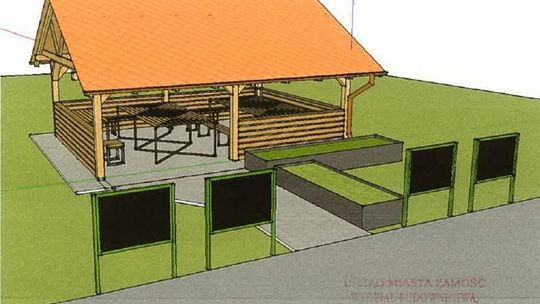 projekt wiaty, w której odbywać się będą lekcje pod chmurką