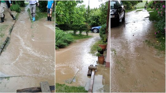 Lokalne podtopienia w powiecie kraśnickim. Na podwórku zrobiła się rzeka [zdjęcia, wideo]