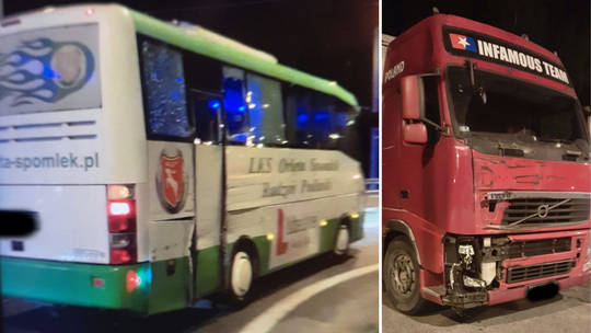 Lubelskie. Ciężarówka uderzyła w autobus wiozący piłkarzy