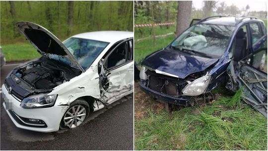 Lubelskie: Czołowe zderzenie samochodów. Dwie osoby w szpitalu