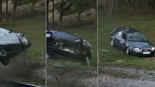 Lubelskie. Kierowca audi miał 2,7 promila. Przejechał przez torowisko i dachował