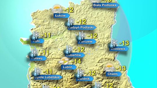 Lubelskie. Pogoda na 18.01. nawet minus 14 stopni
